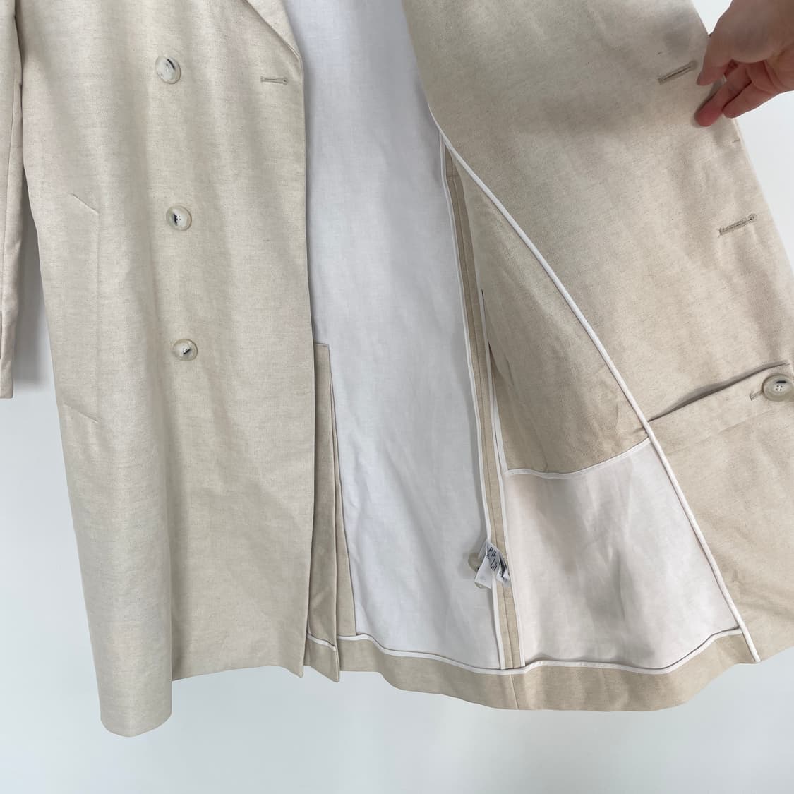 코스 아이보리 헤비 린넨 오버핏 코트 상품이미지5