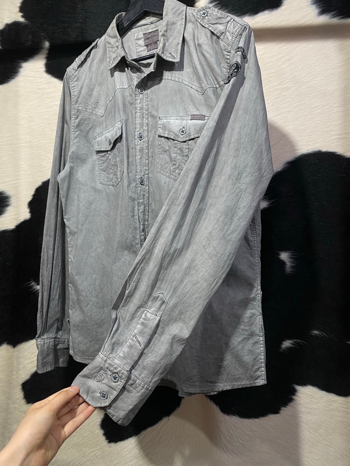 Pepe jeans 머슬핏 웨스턴 워싱 셔츠 상품이미지4