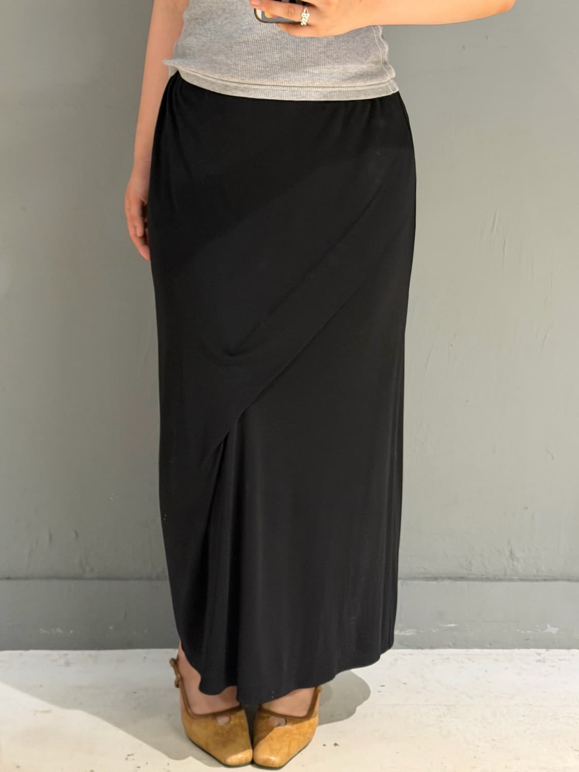 Drape wrap design maxi skirt 상품이미지1