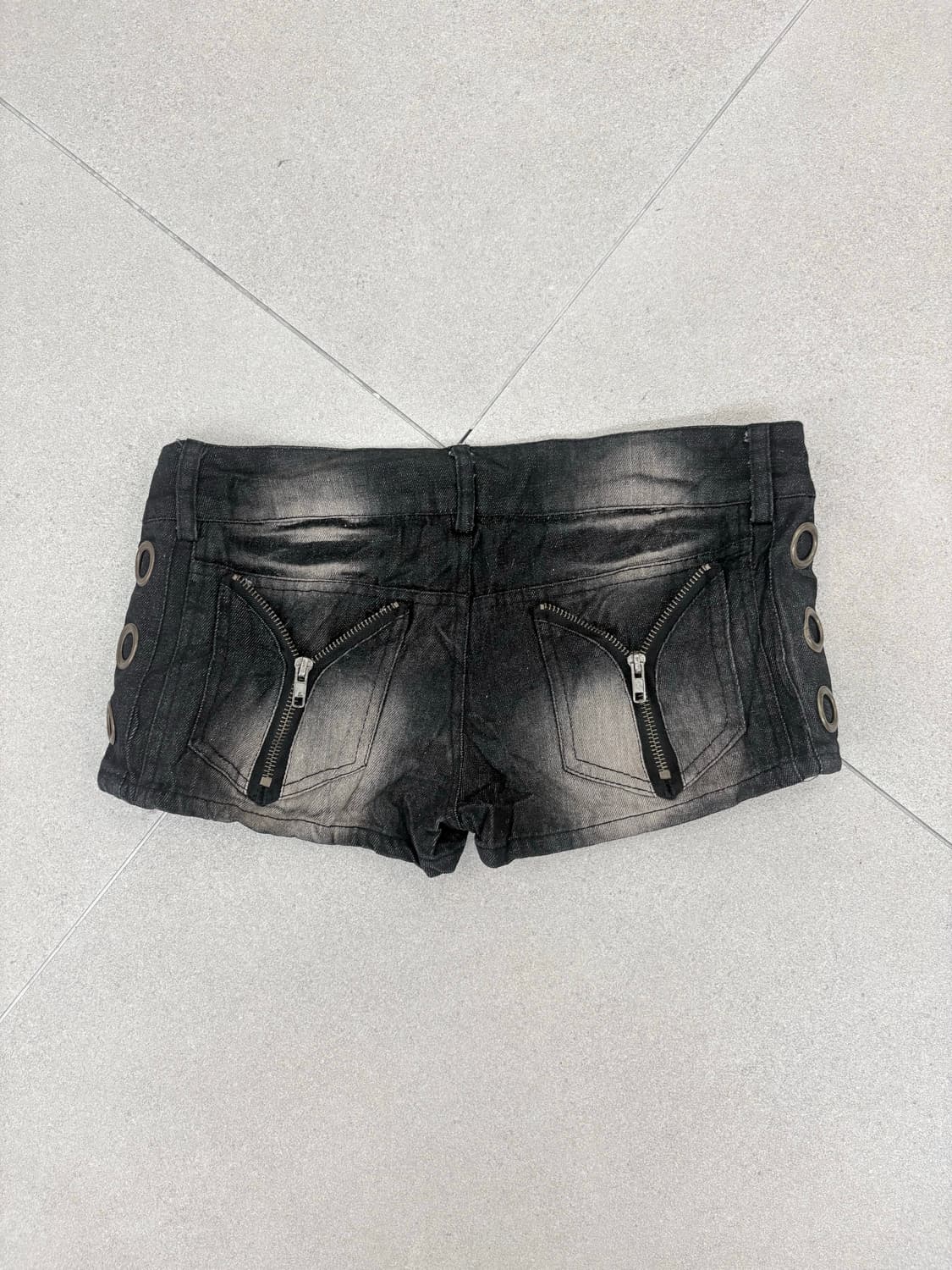 흑청 데미지 지퍼 숏츠 상품이미지5