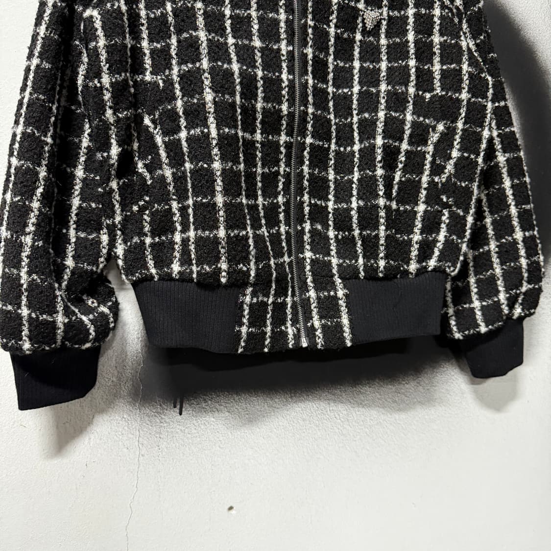 새상품 게스 아가일 패턴 트위드 집업 블루종 자켓 상품이미지4