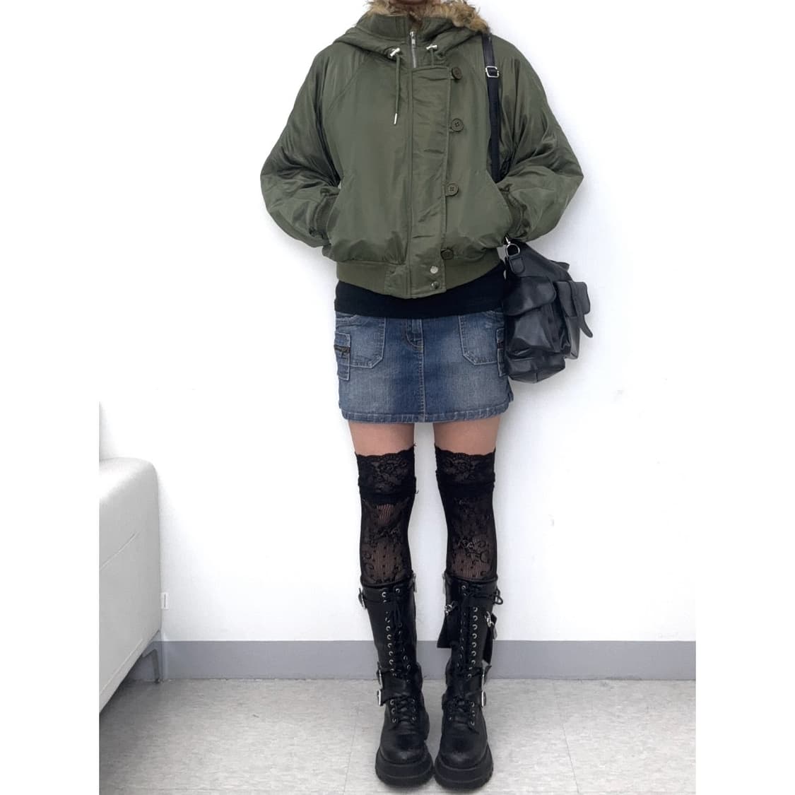 빈티지 카키 y2k 봄버 자켓 상품이미지2