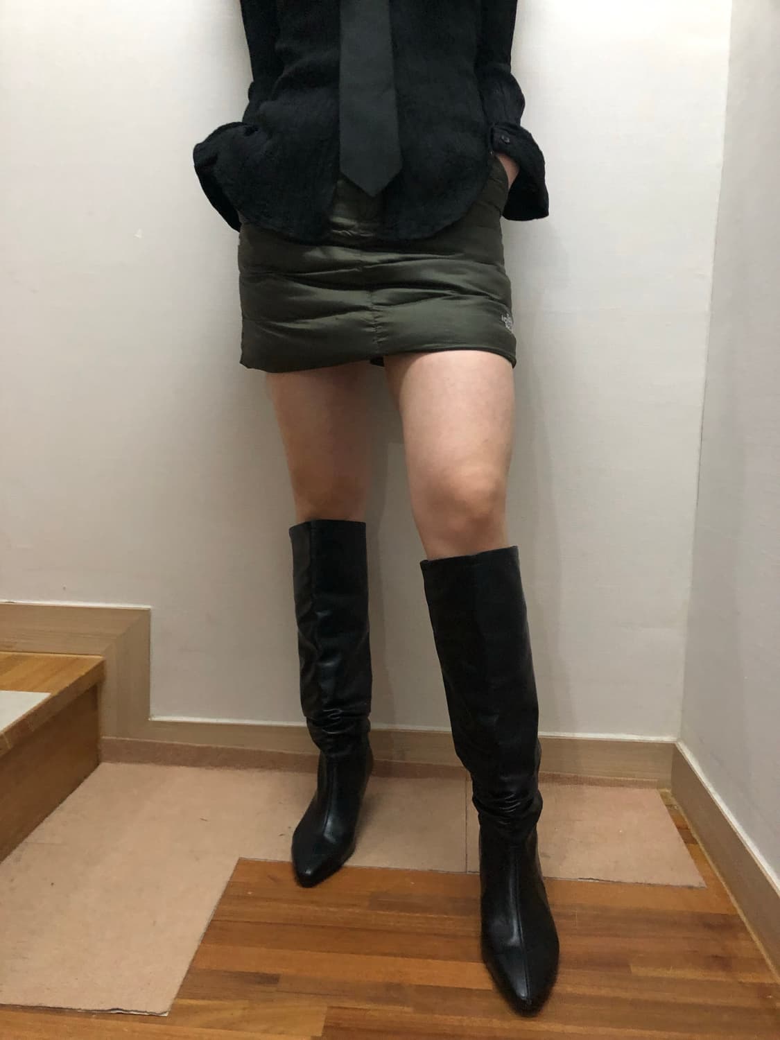 빈티지 노스페이스 카키 패딩 스커트 상품이미지4