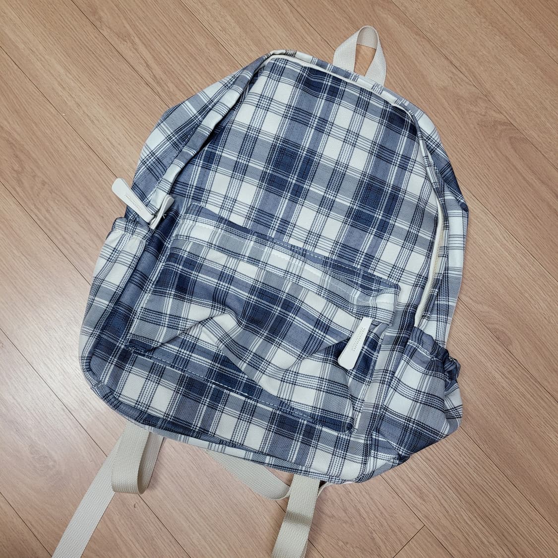 새상품) 빈티지틱 체크 네이비 백팩 상품이미지1