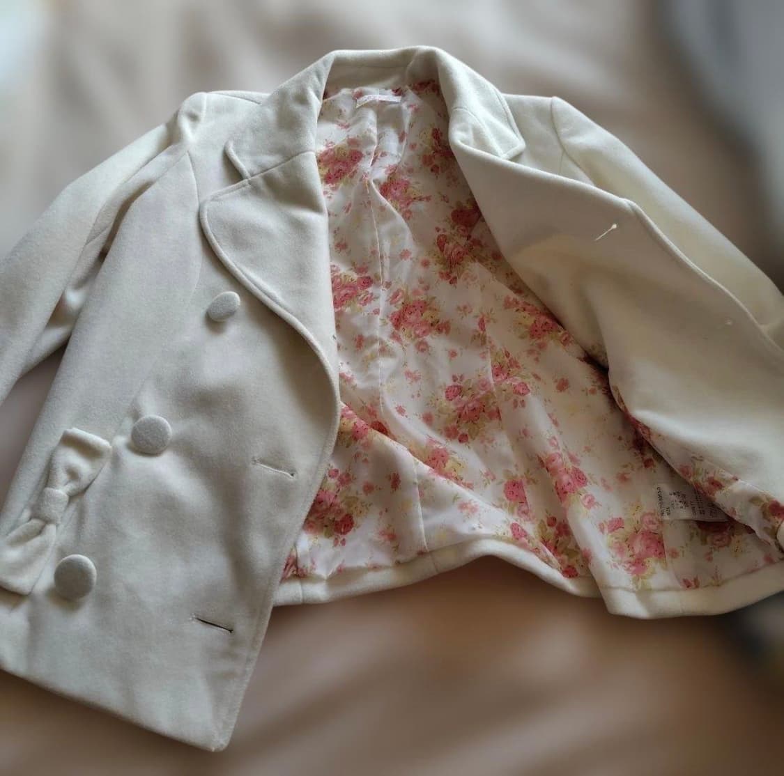 Liz lisa 화이트 더블 브레스트 피코트 상품이미지2