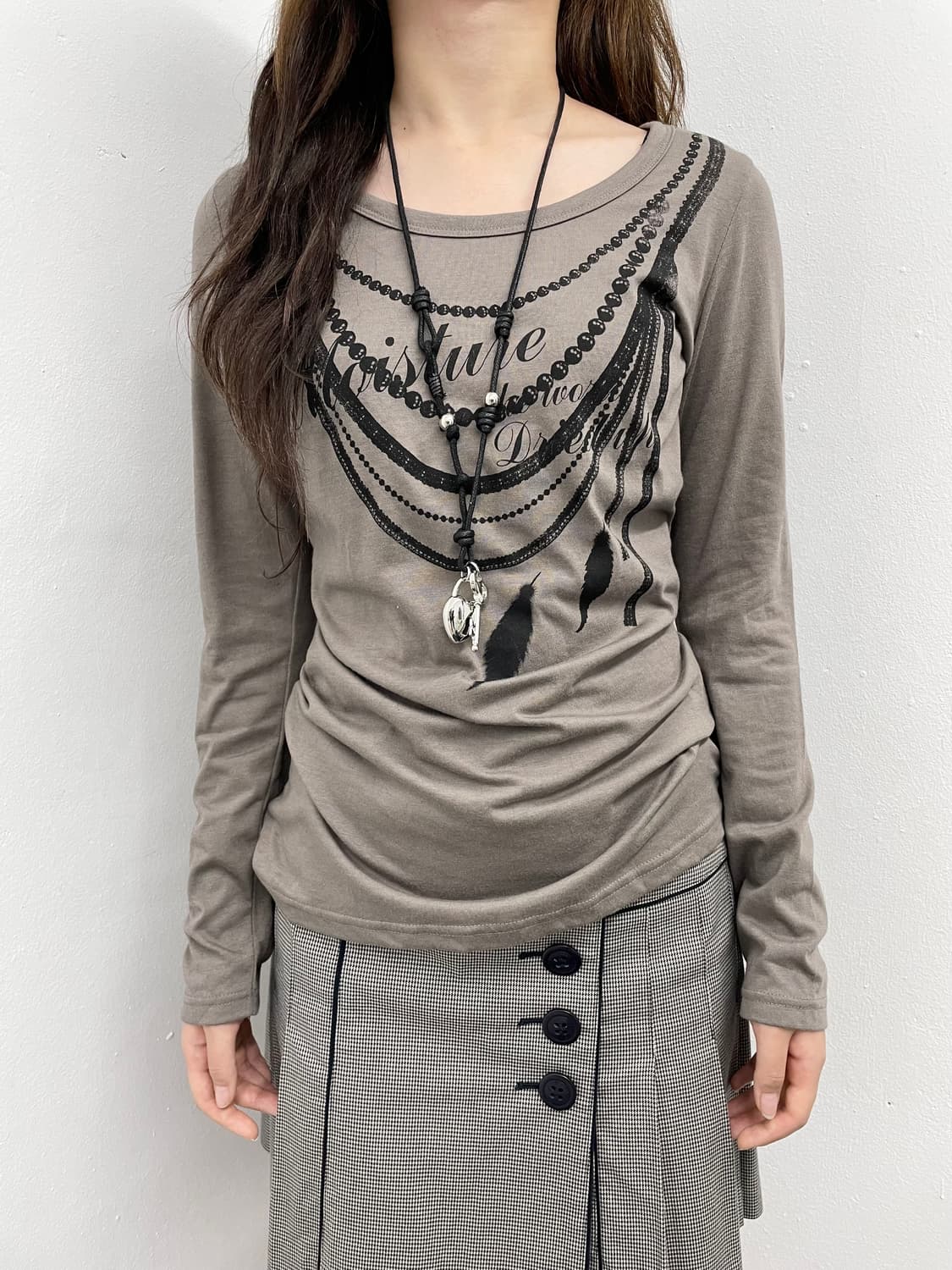 y2k 카키 네크리스 슬리브 상품이미지2