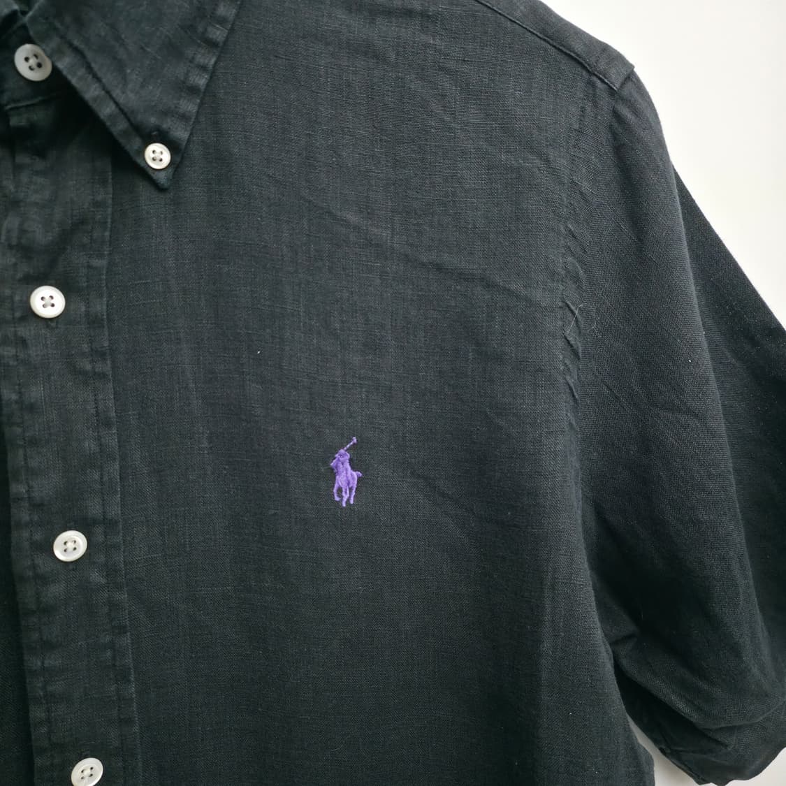 [M] 폴로 랄프로렌 블랙 린넨 반팔 셔츠 상품이미지4