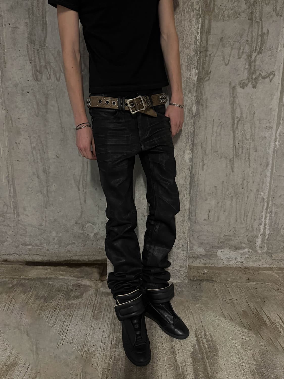 witnessvalley 코팅 데님 XS 스트레이트핏 상품이미지1