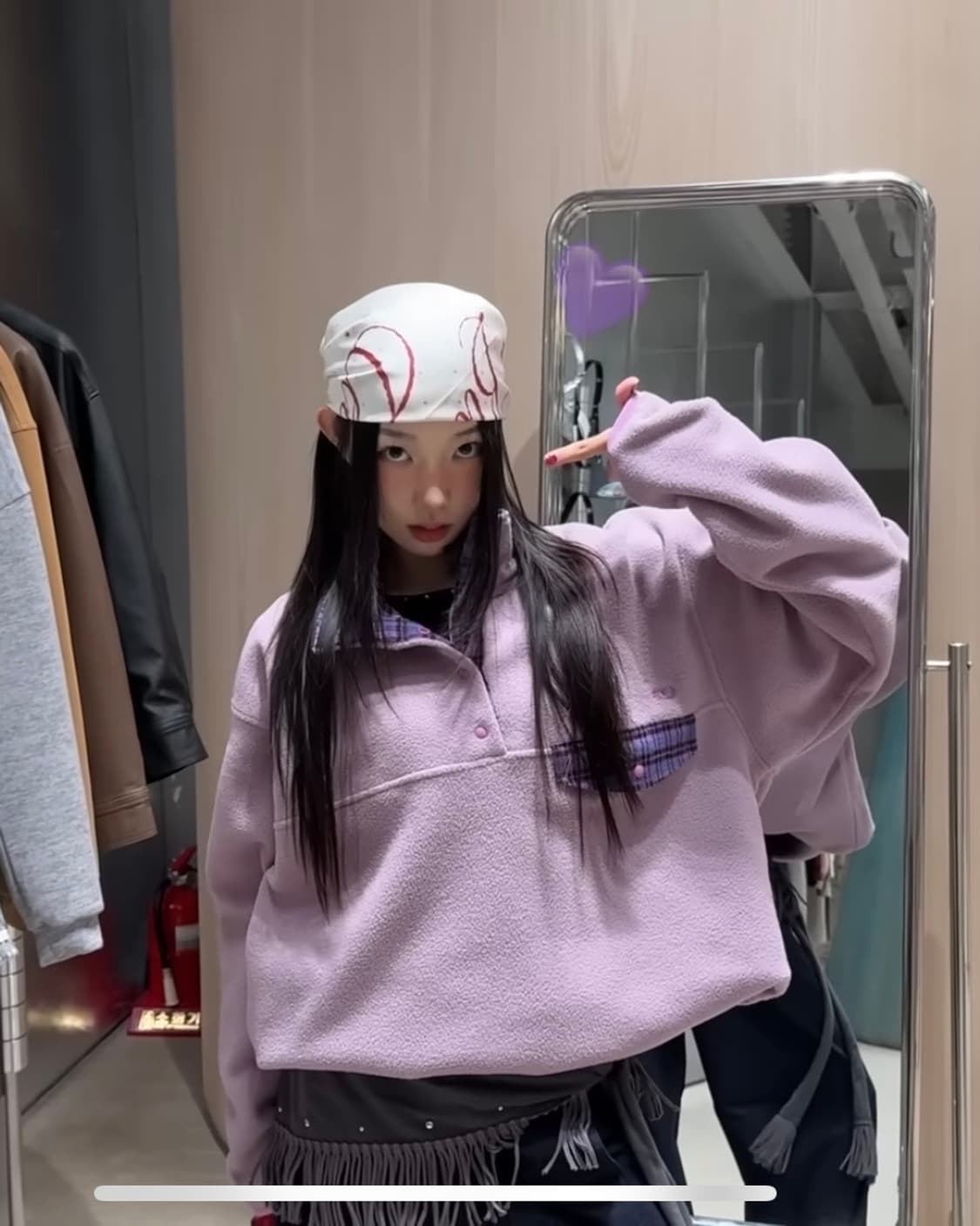 엔조 블루스 레트로 스냅 플리스 아노락 (Lavender) 상품이미지6