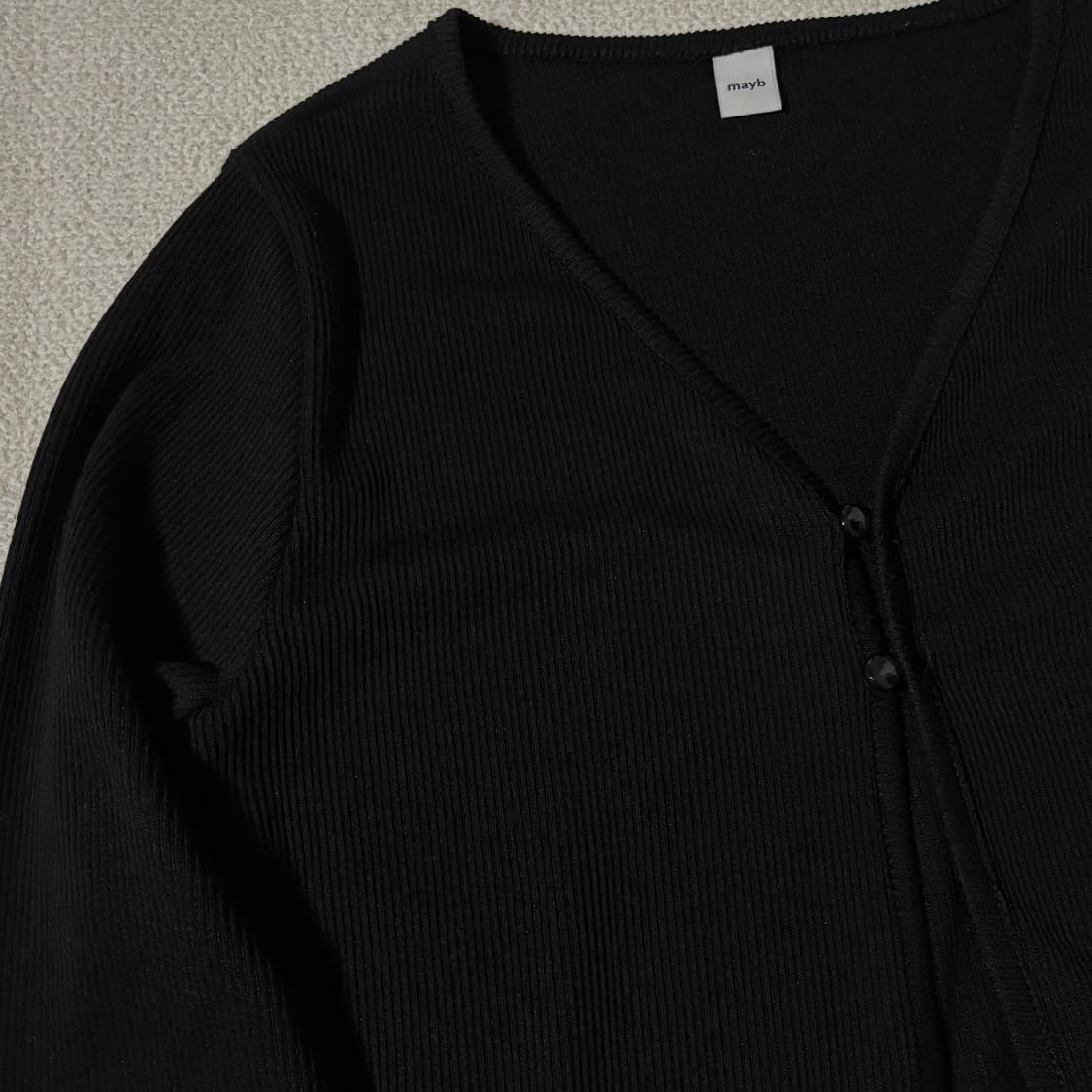 보세 골지 블랙 가디건 상품이미지2
