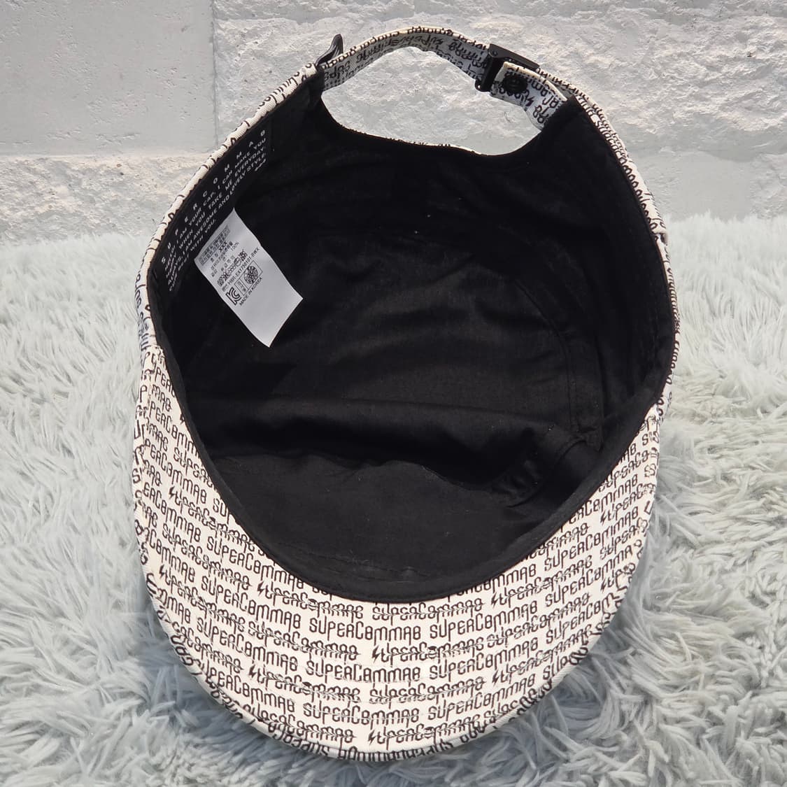 p6-10:슈퍼콤마비 올오버 로고 스트랩백 화이트55-60cm 상품이미지7