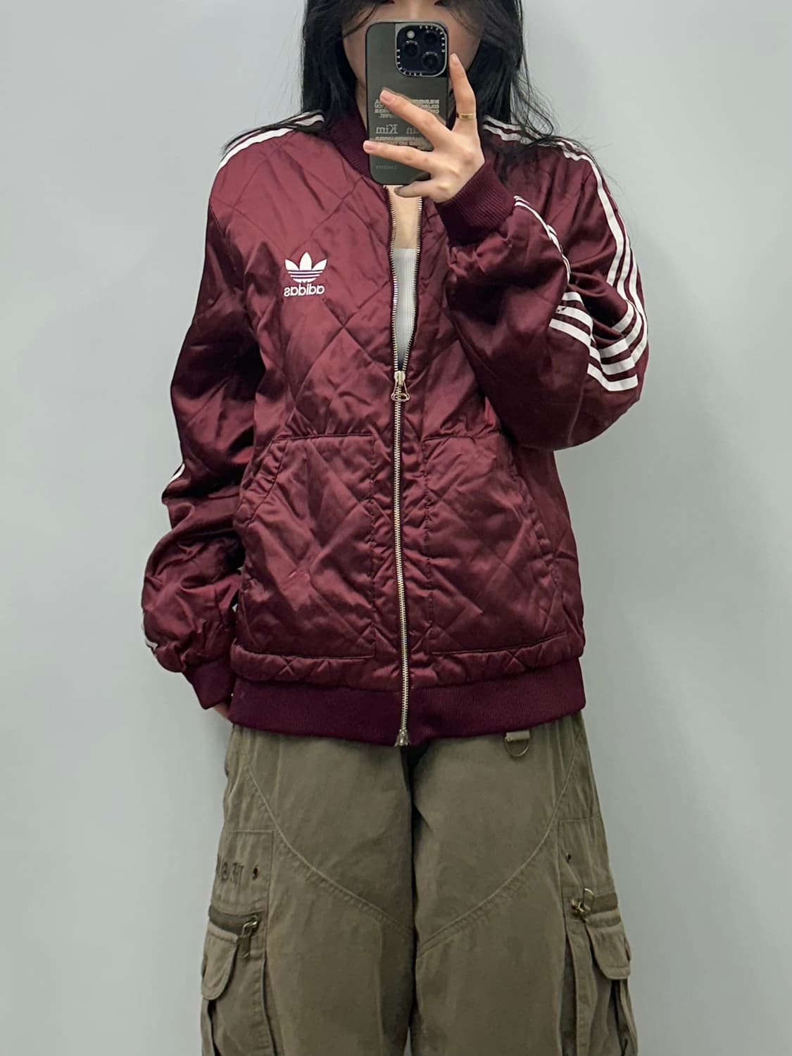 아디다스 대장급 버건디 퀼팅 자켓 상품이미지1