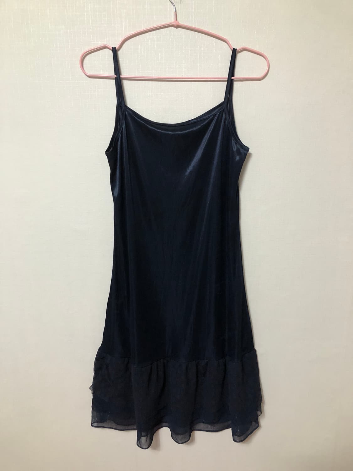 Navy Satin Frill Slip 상품이미지1