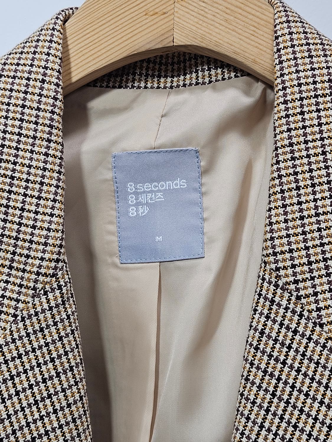 에잇세컨즈 원버튼 체크무늬 린넨 블레이저 M 상품이미지2