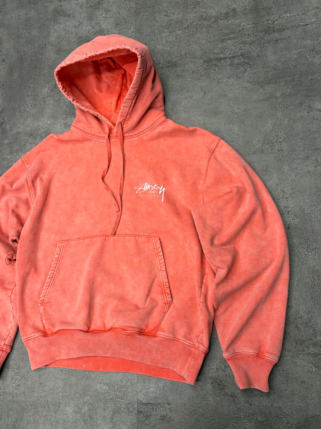 스투시 스펠아웃 워싱 후드티 코랄 상품이미지4