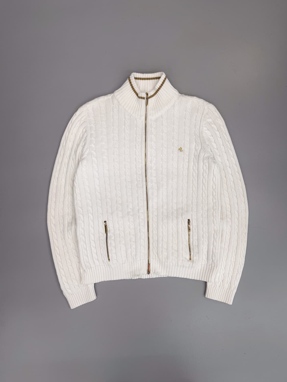 폴로 랄프로렌 루즈핏 화이트 케이블 니트 집업 상품이미지1