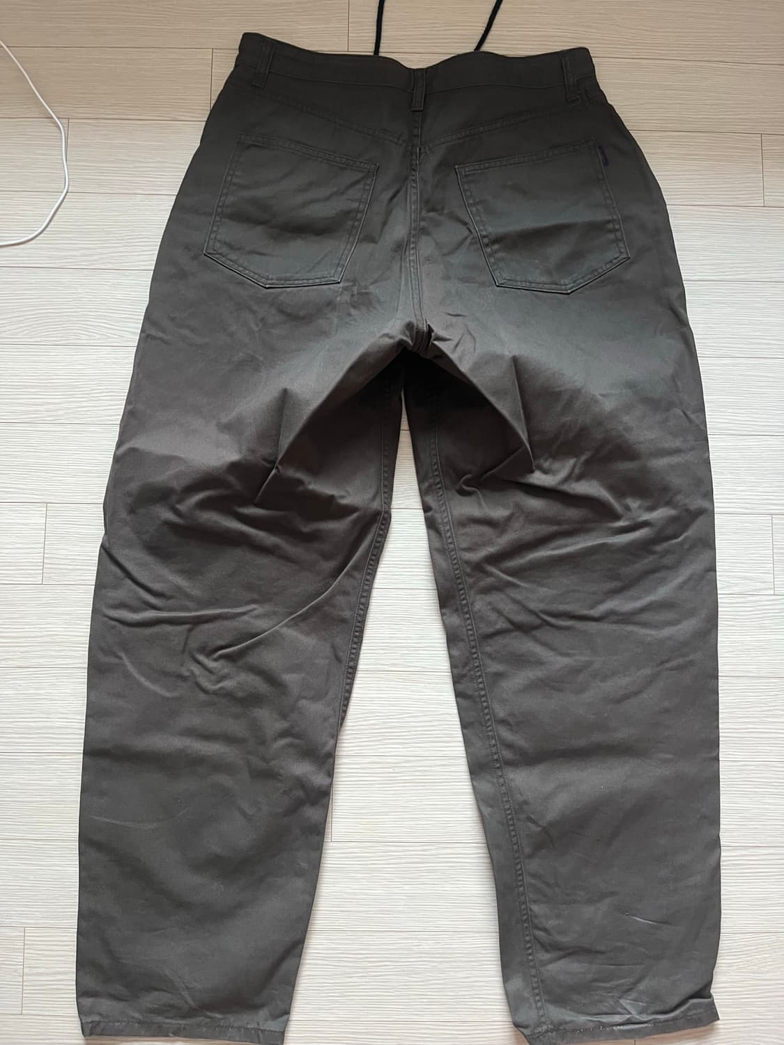 BSRABBIT 배기 코튼팬츠 다크 카키 상품이미지2