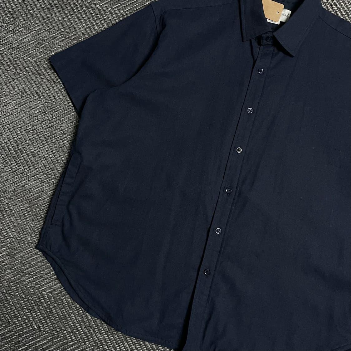 라퍼지 스토어 미니멀 박시핏 린넨 네이비 반팔 셔츠o 5173 상품이미지2