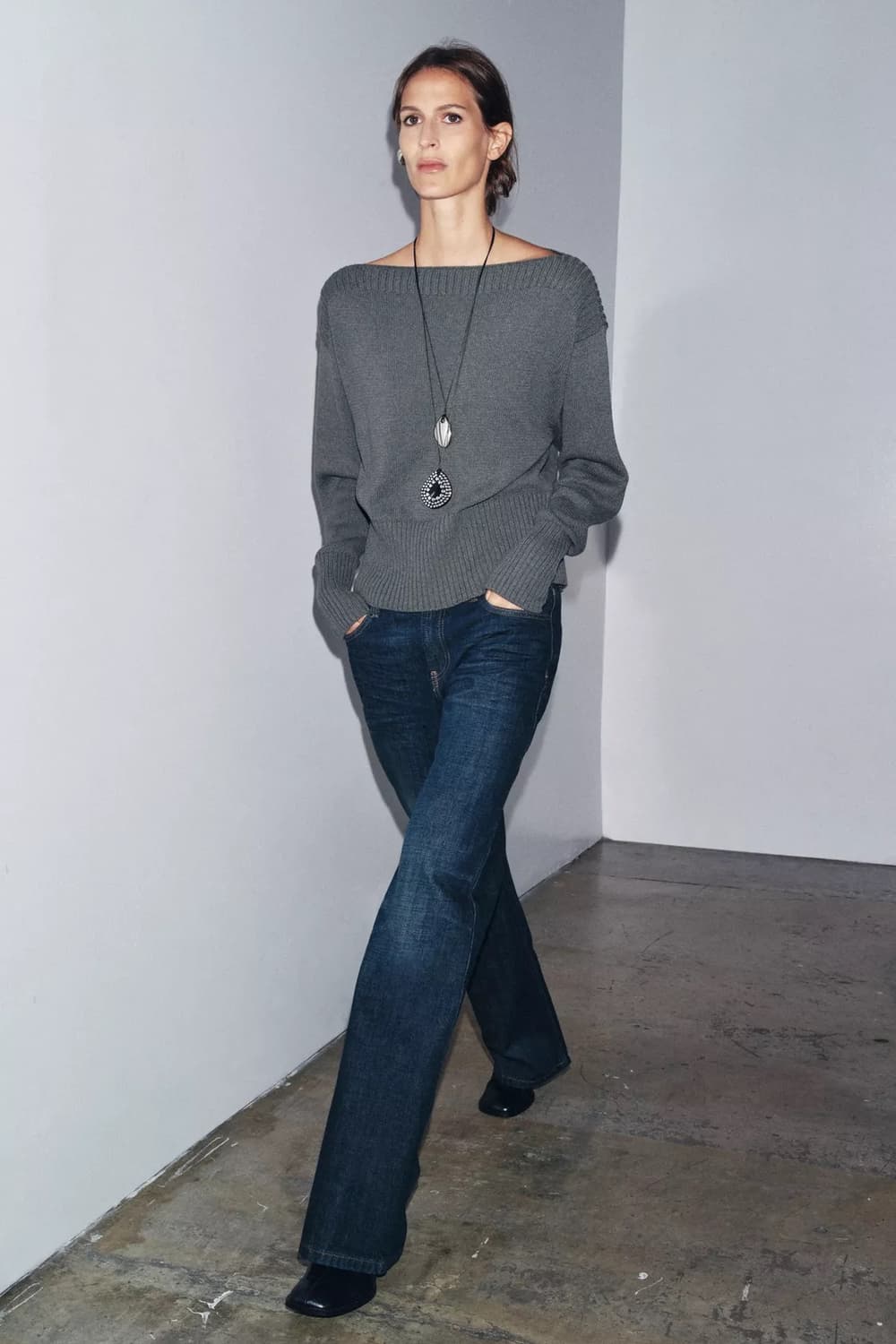 자라 보트넥 긴소매 스웨터 상품이미지3