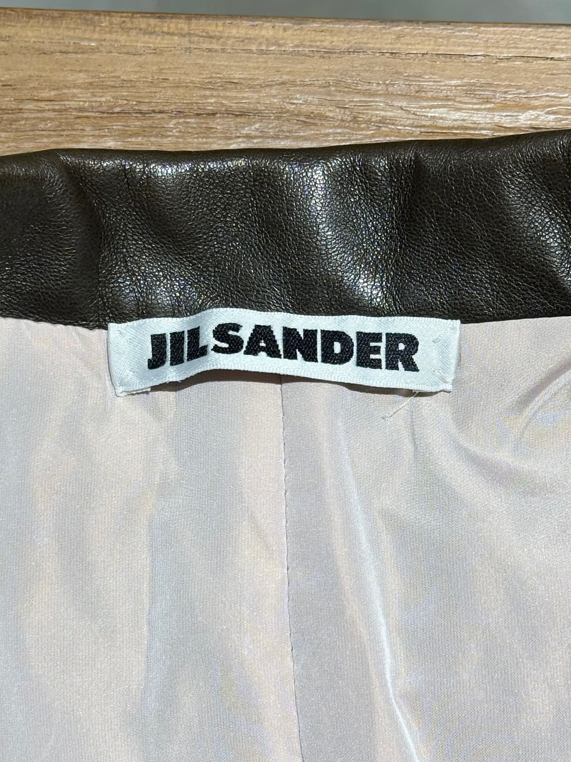 질샌더 브라운 레더 더블 롱 코트 상품이미지7