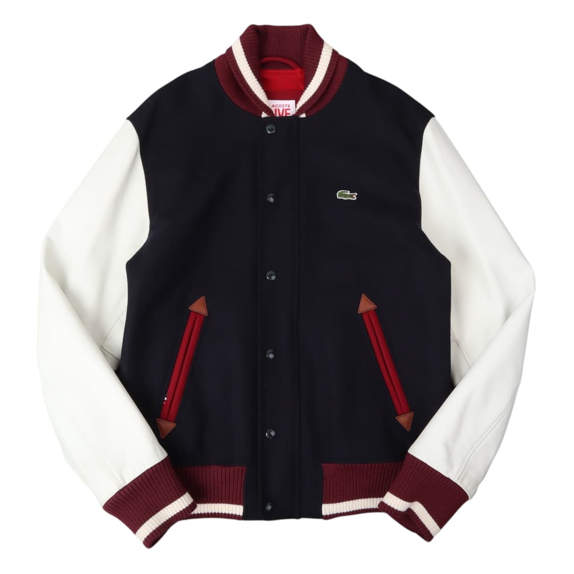 라코스테 카우레더 울 바시티 자켓 상품이미지1
