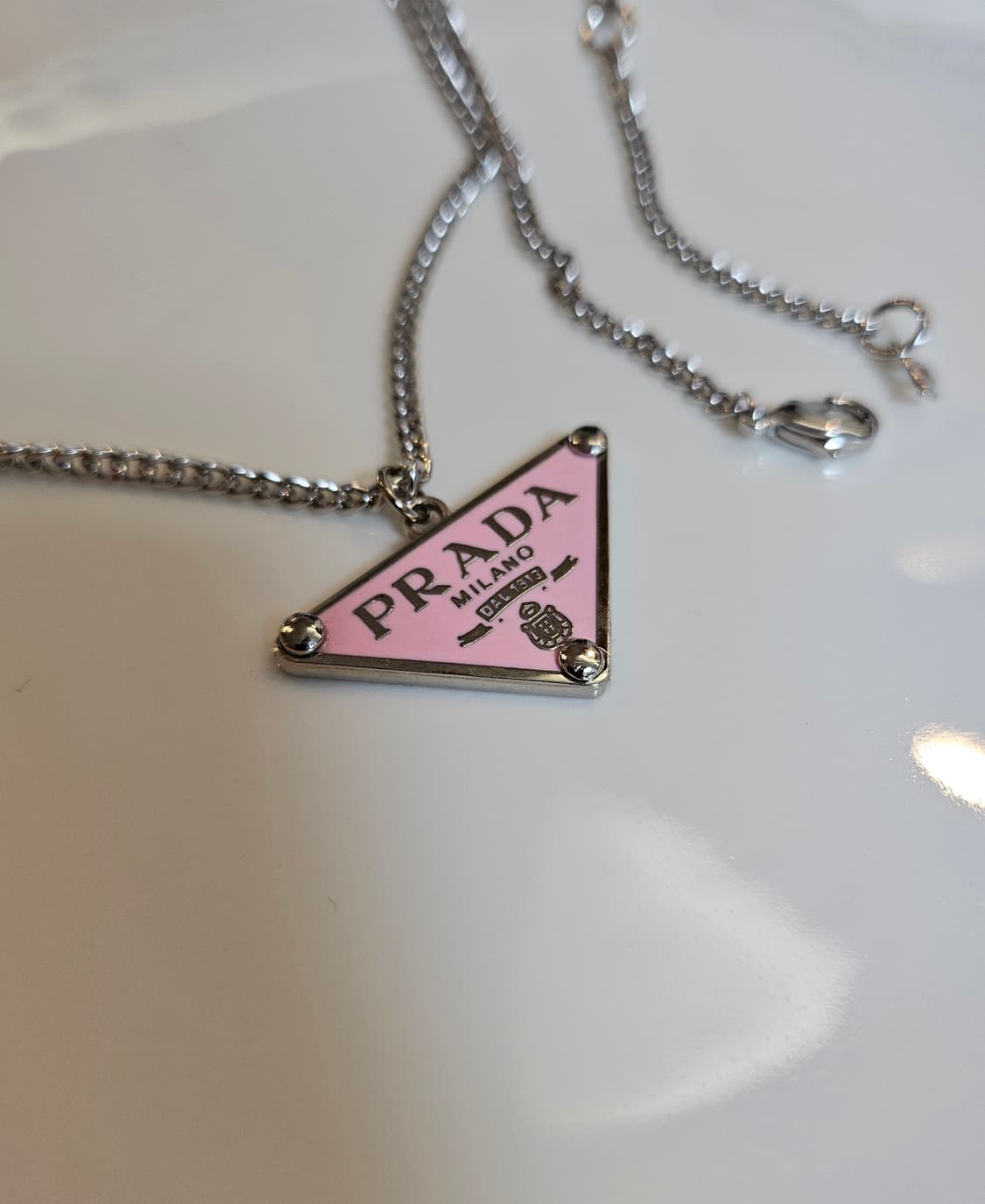 프라다 업사이클링 롱체인 목걸이 핑크 상품이미지2