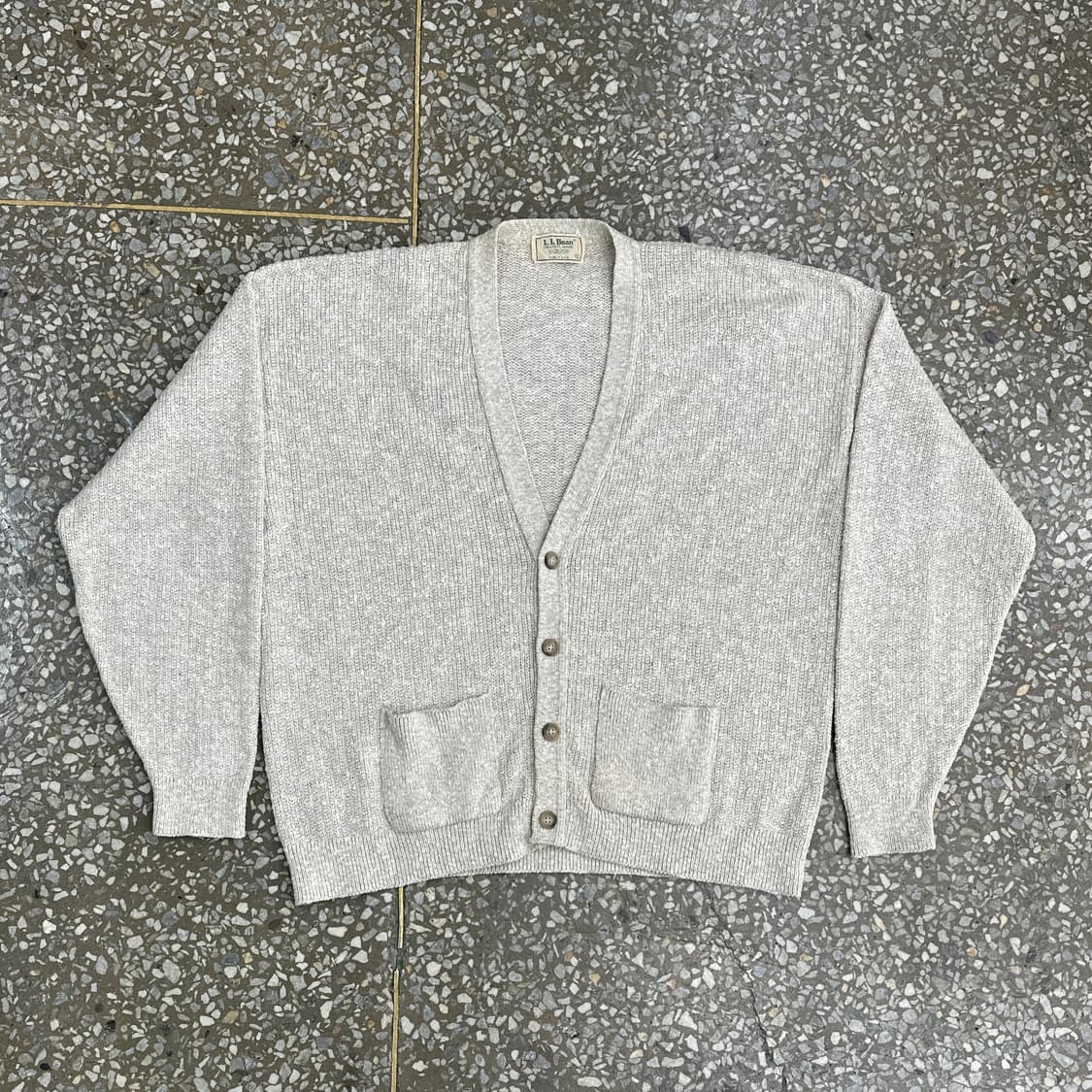80s USA 엘엘빈 코튼 블렌드 니트 가디건 XL 상품이미지1