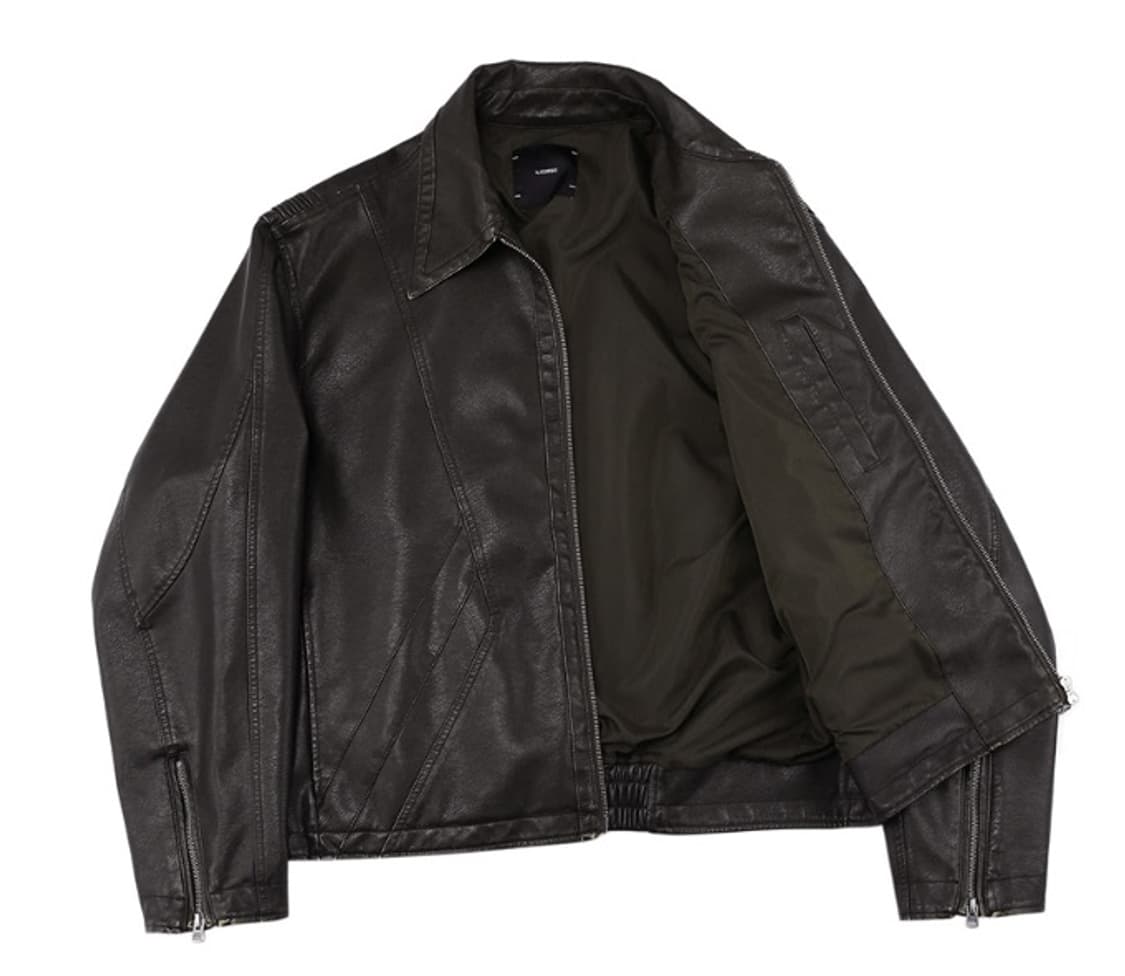 일꼬르소 워시드 페이크레더 점퍼 다크브라운 / L 상품이미지4