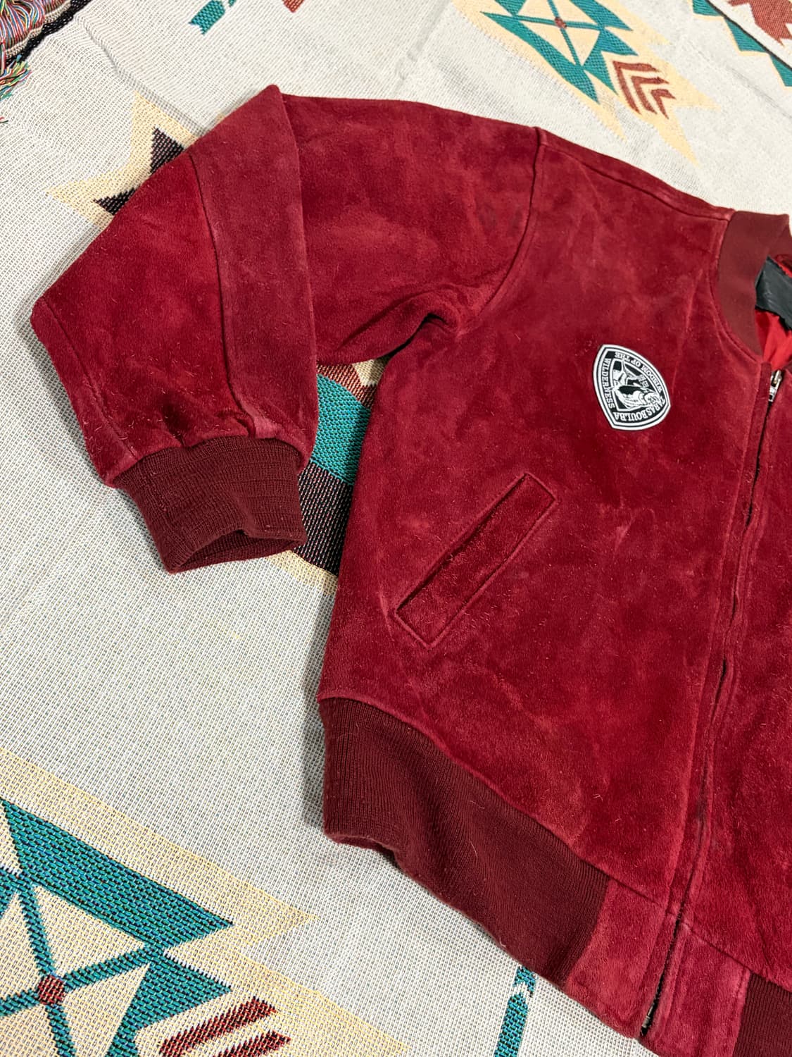 90s PIMLICO 핌리코 버건디 스웨이드 봄버 블루종 자켓 상품이미지3