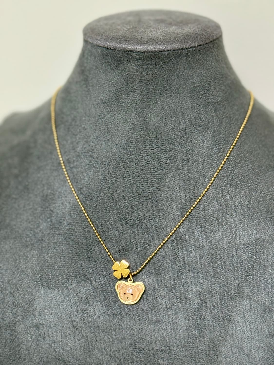 내외국인 인기최고🧡 테디베어 클로버 목걸이🧸🍀 상품이미지5