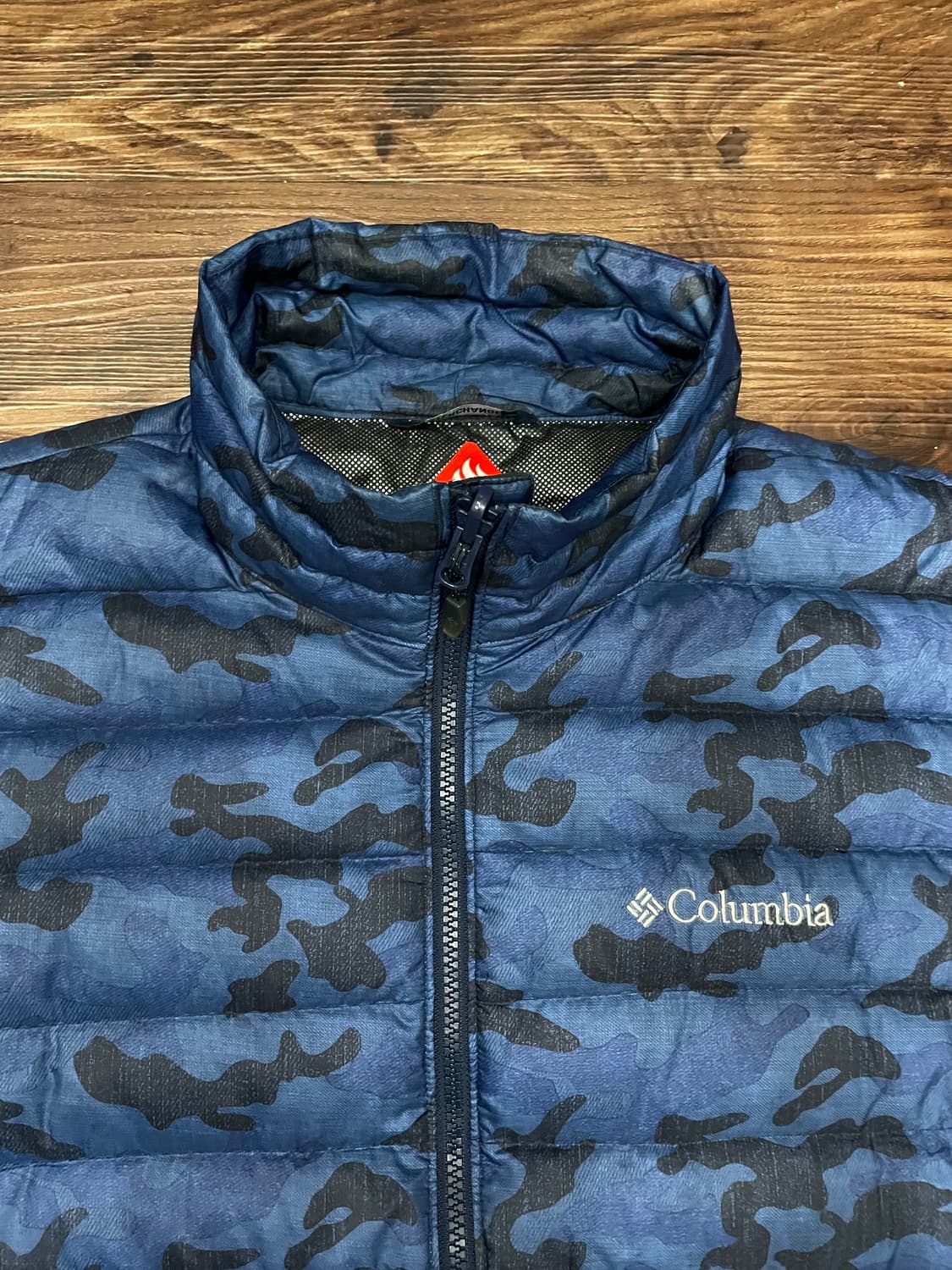 컬럼비아 카모 다운 패딩 자켓 블루 상품이미지2