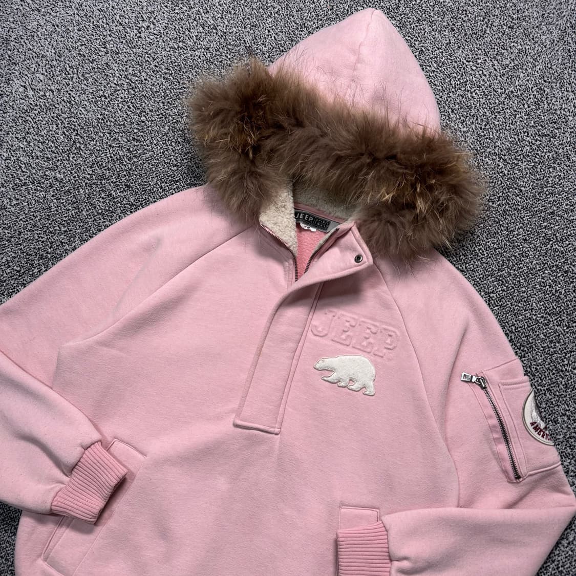 Name : Jeep 지프 연핑크컬러 반집업 후드퍼 울프죠 :)  상품이미지2