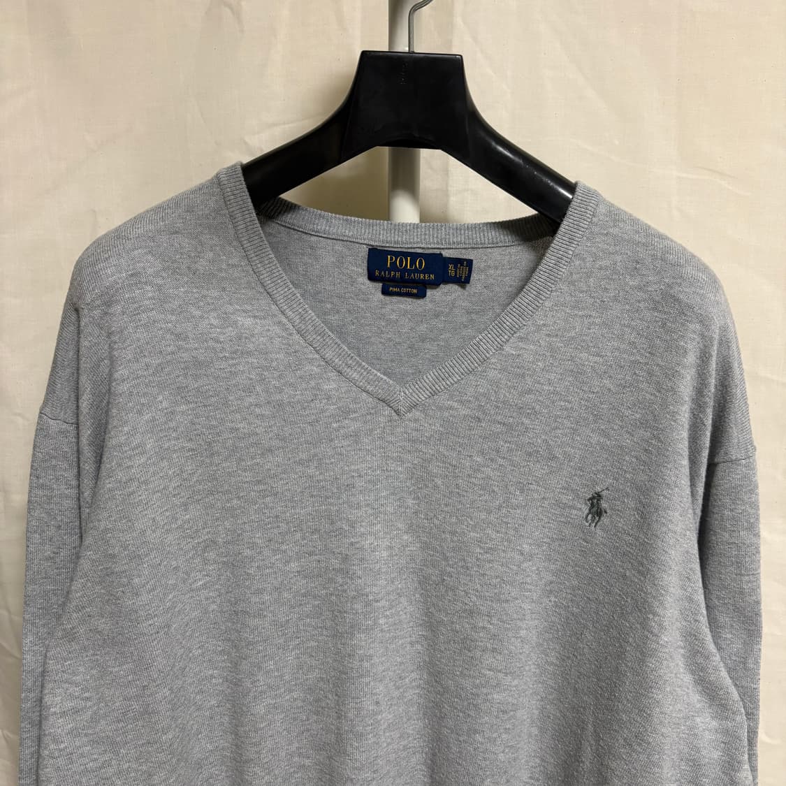 폴로 랄프로렌 피마코튼 V넥 니트 / 그래이, XL 상품이미지2