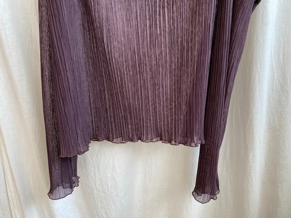 퍼플브라운 시스루 플리츠탑(L-XL) 상품이미지4