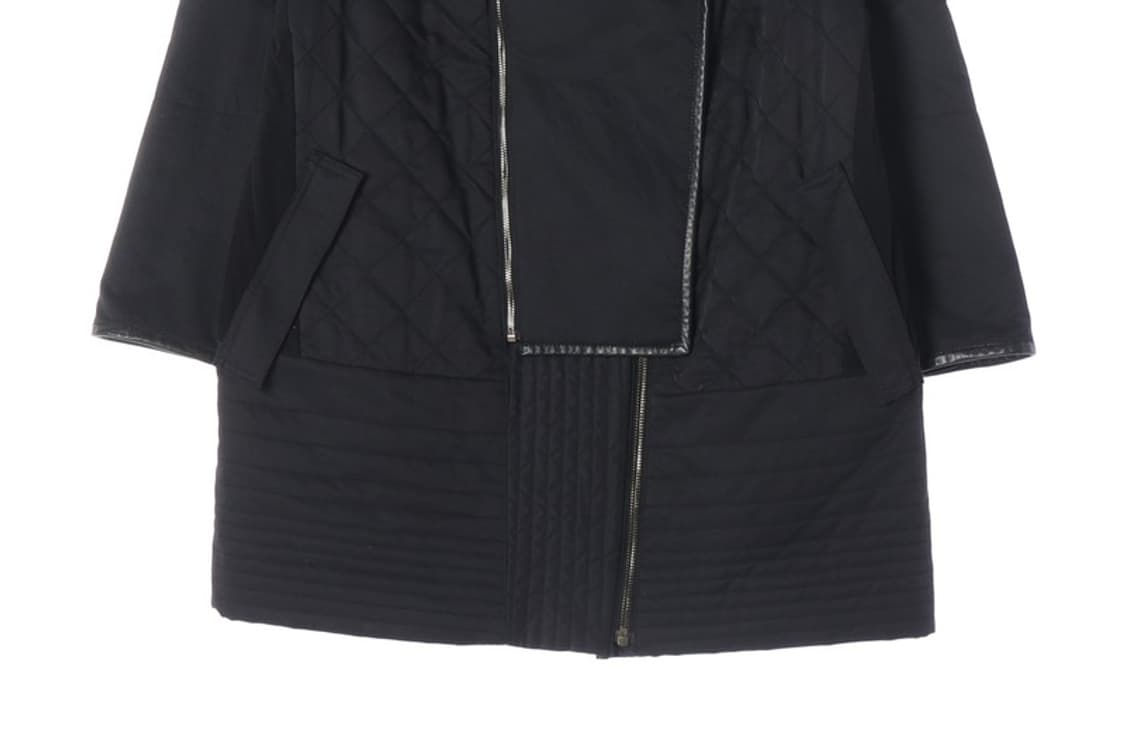 타임 포스트모던 하이넥 양가죽 배색 퀼팅 자켓 상품이미지4