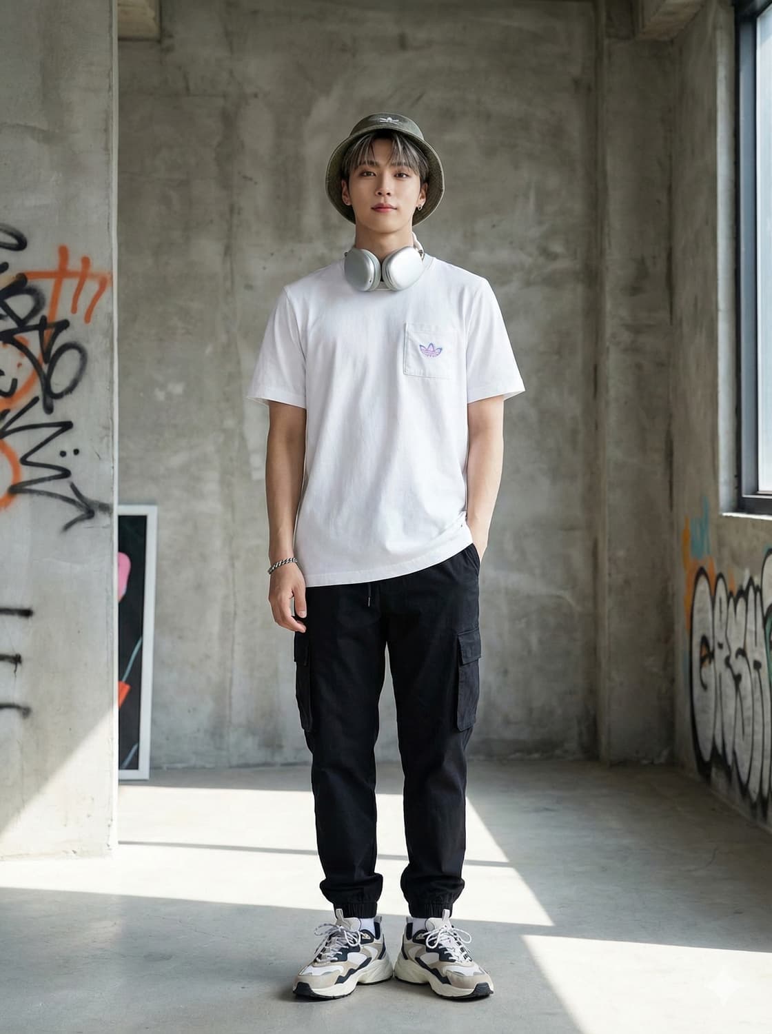 아디다스 오리지널스 네온 라인 빅로고 포켓 반팔 티셔츠 상품이미지1