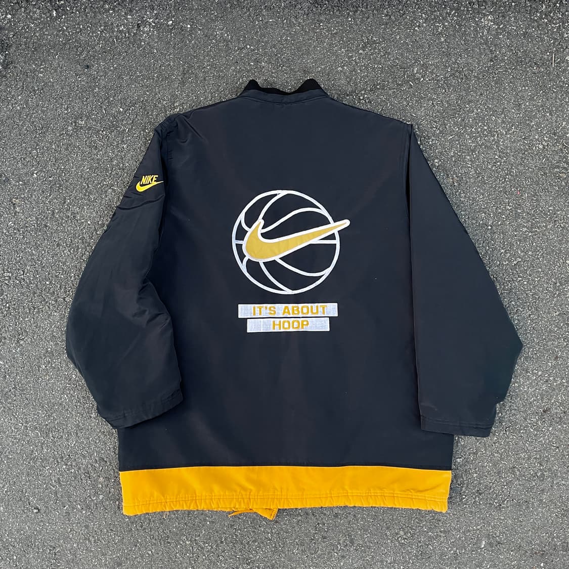 90s 나이키 베스킷볼 자수 빅로고 올드스쿨 투톤 배색 누빔 돕바 점퍼 상품이미지1