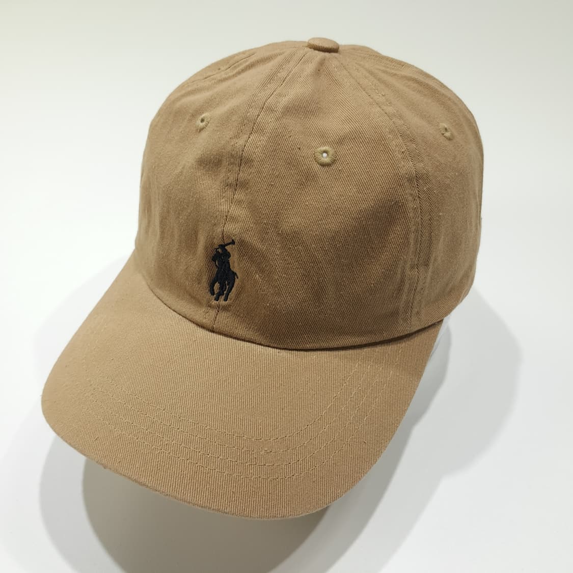 CL457 폴로 코튼 가죽스트랩 포니자수 베이지 볼캡 모자 상품이미지2