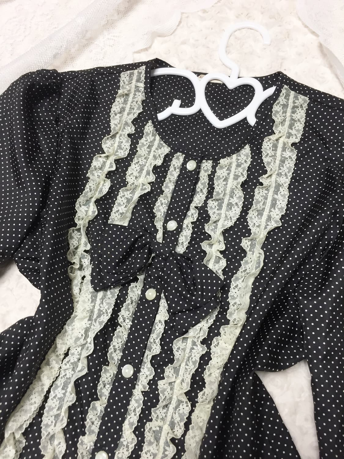 빈티지 도트 리본 블라우스 상품이미지2