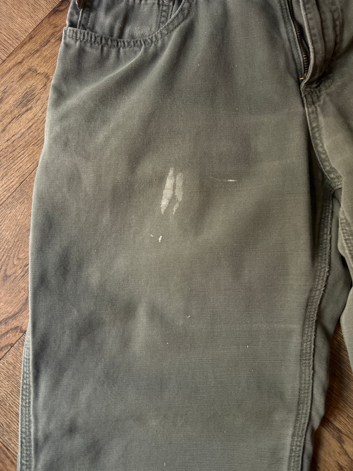 [31]칼하트 USA 더티워싱 모스그린 싱글니 카펜터 워크 팬츠 상품이미지4