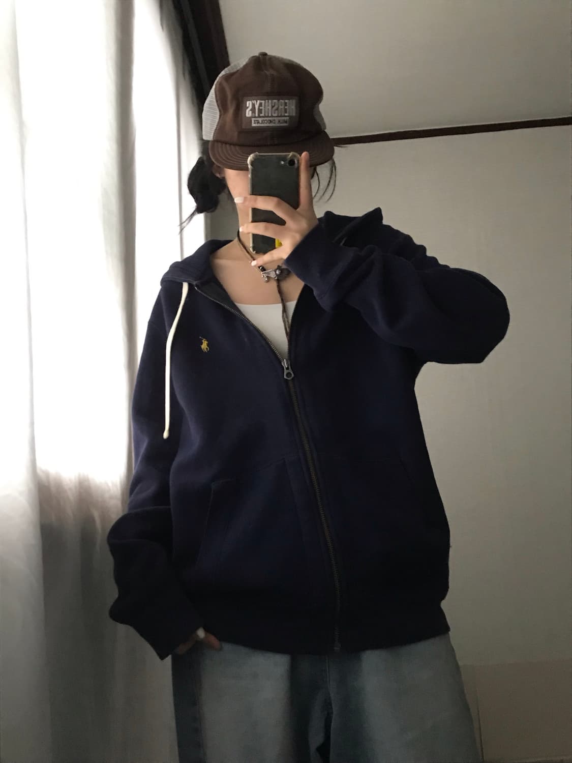 폴로 네이비 스웻 후드집업 상품이미지2