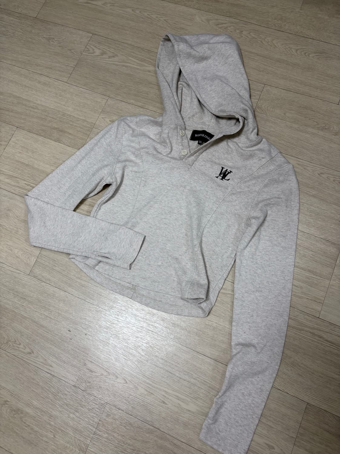 우알롱 슬림 소프트 워머 후드 티셔츠 오트밀 XS 상품이미지1