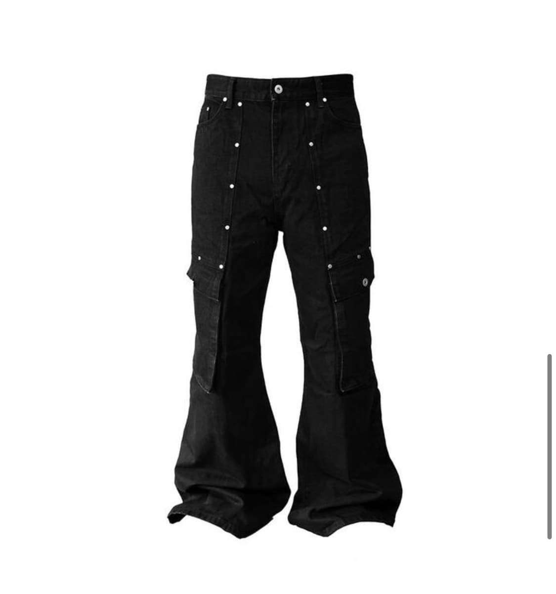 WIDE LEG STUD CARGO PANTS BLACK 상품이미지2