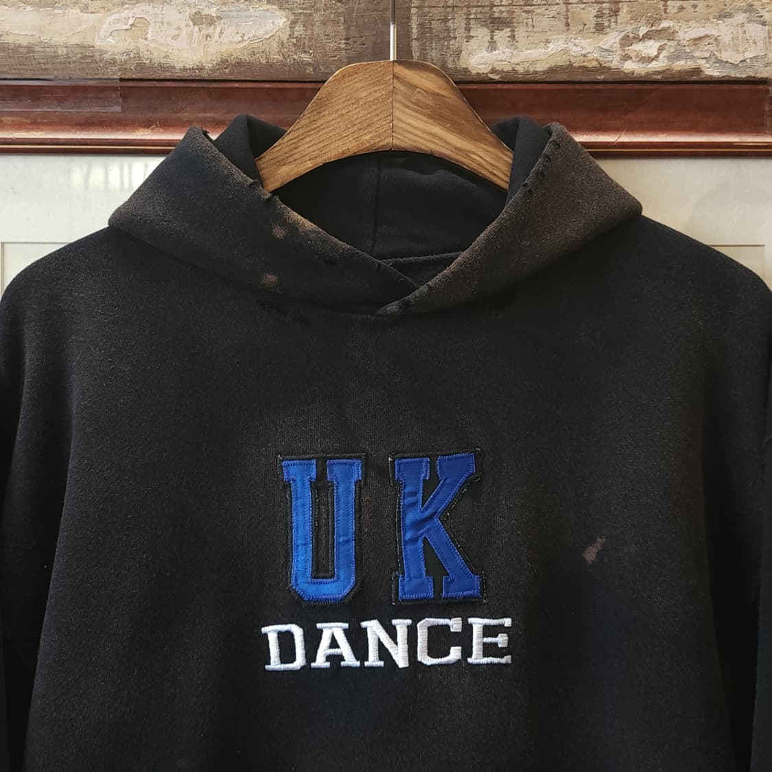 90s 러셀 후드 빈티지 스웻셔츠 러셀 썬페이딩 블랙 uk자수 L 상품이미지4