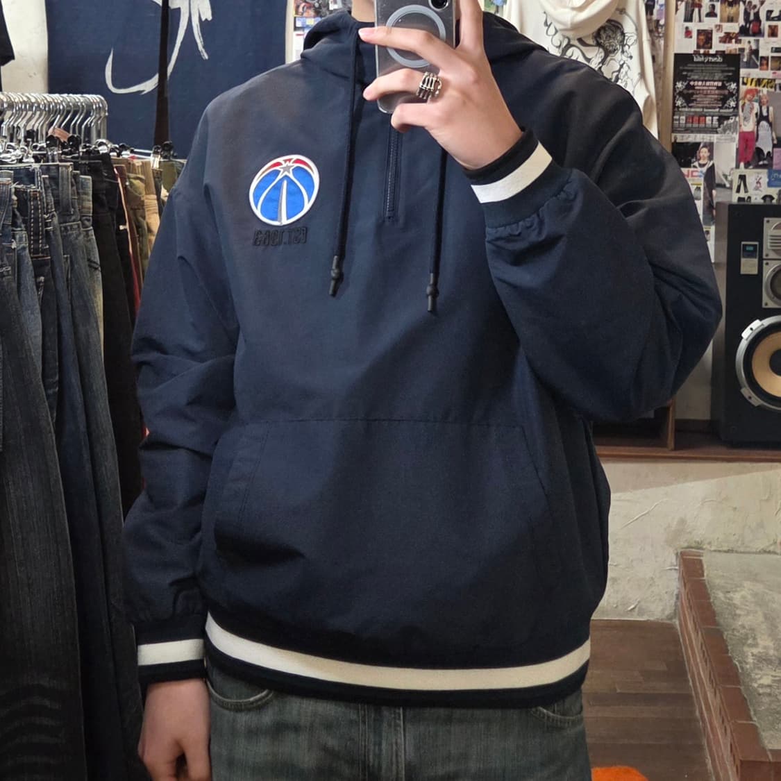 NBA 자수 포인트  네이비 아노락 후드 상품이미지2