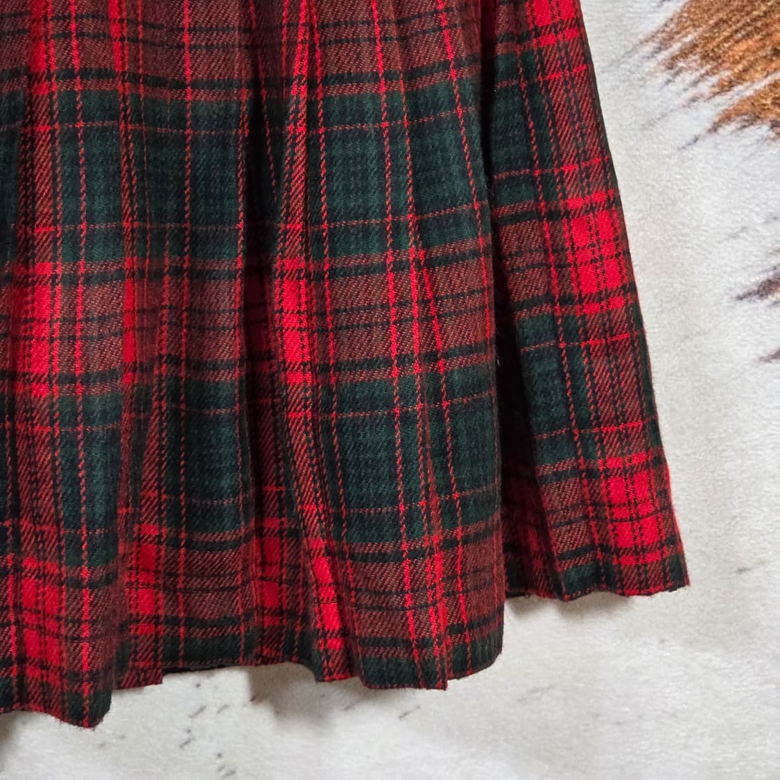 타탄체크 레드 플리츠 미니 스커트 상품이미지3