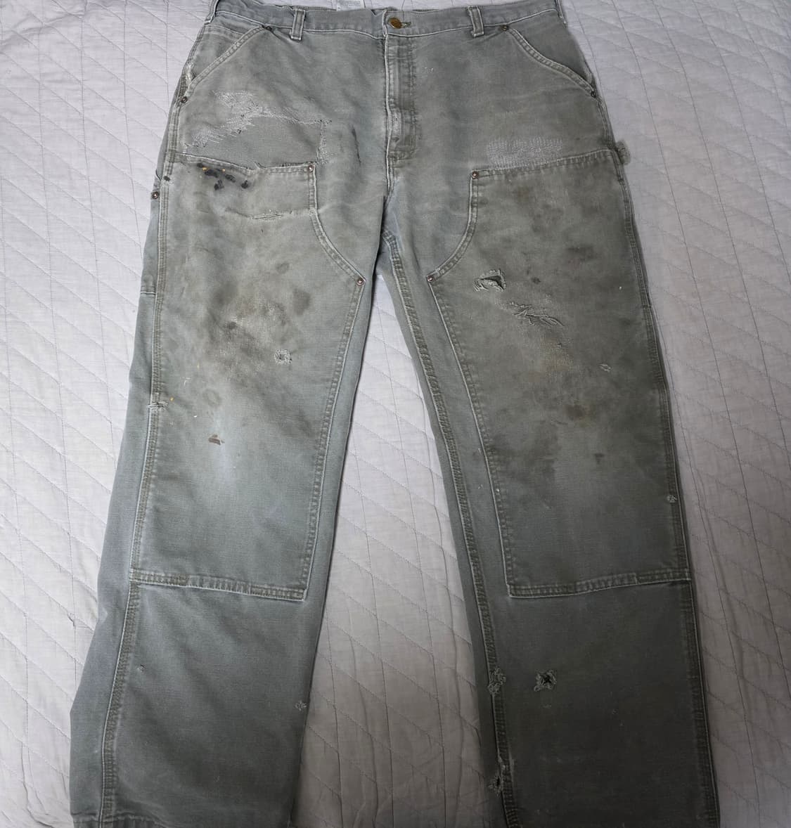 [38X32] 빈티지 칼하트 더블니 B136MOS 워크팬츠 M-5 보로 상품이미지1