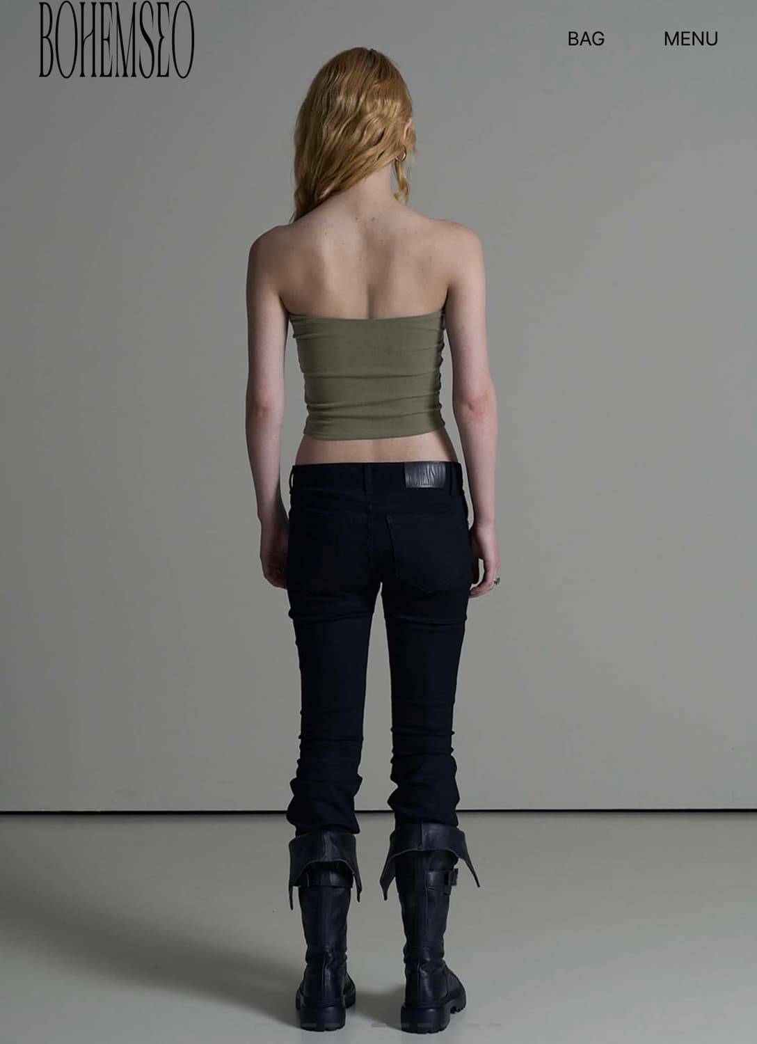 보헤미안서울 베이직 튜브탑 카키 상품이미지5