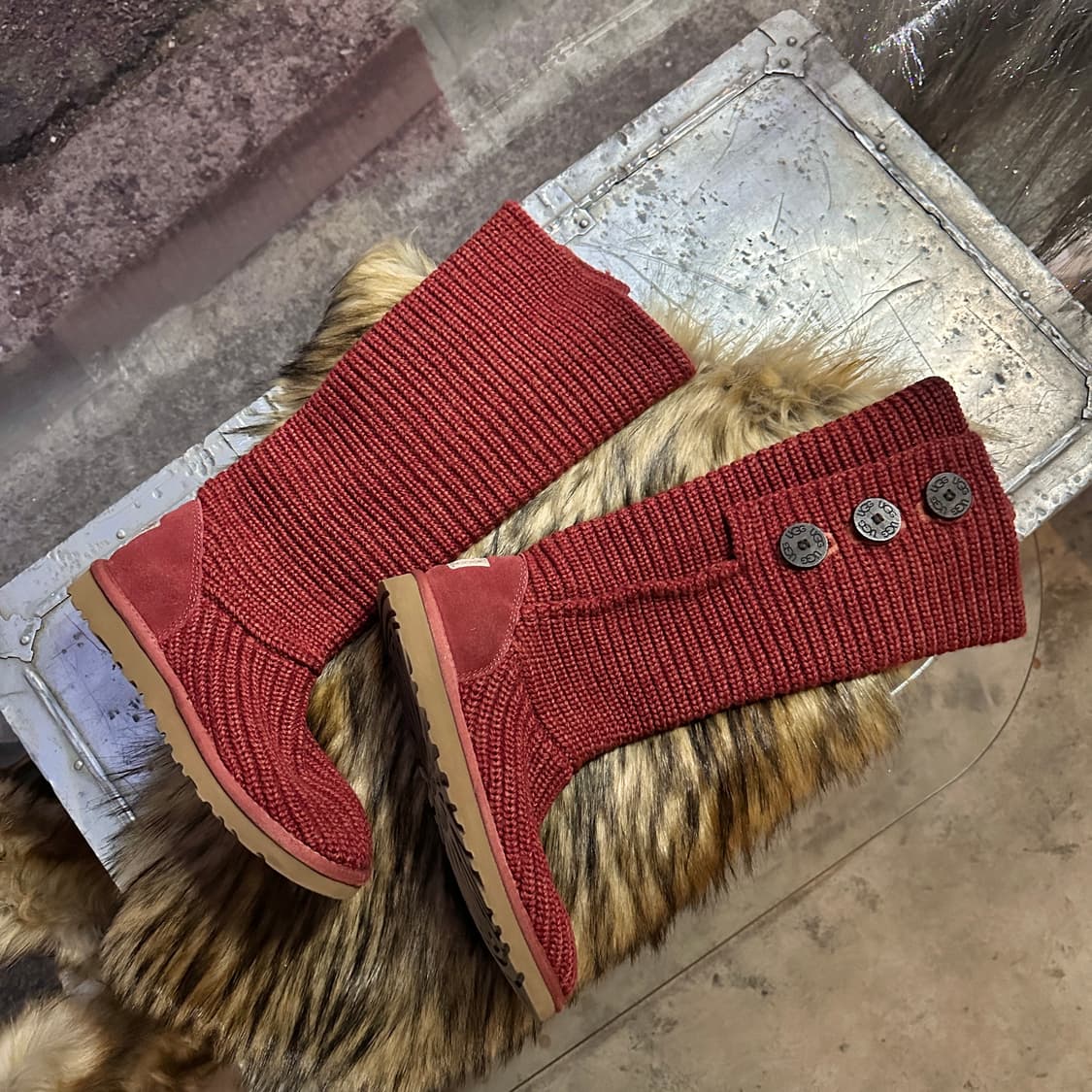 00s 러스티 레드 어그 카디 니트 부츠 상품이미지2
