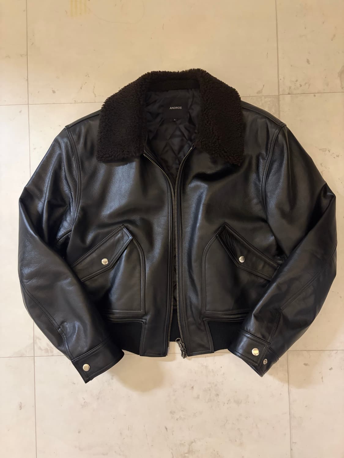 앤드로스 소가죽 시어링 무스탕자켓 L 사이즈 팝니다 상품이미지1